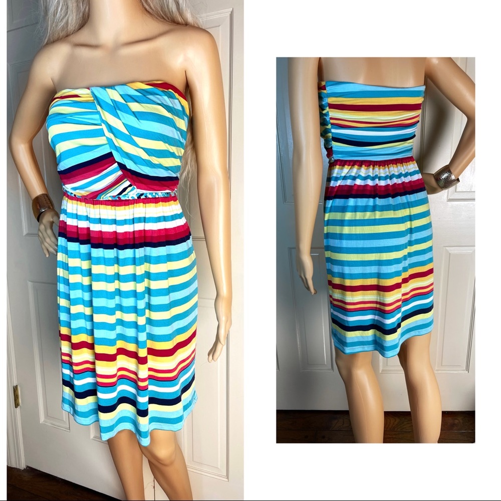 Tart Rainbow Striped Strapless Sundress Multicolor - Picture 2 of 8